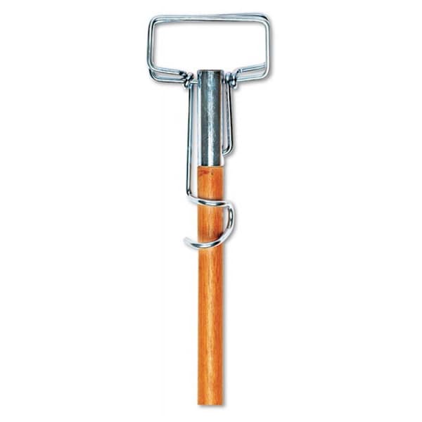 Pinpoint Spring Grip Metal Head MOP Handle for Most MOP Heads with 60 in. Wood Handle - Natural - 60 in. PI3209324 - main